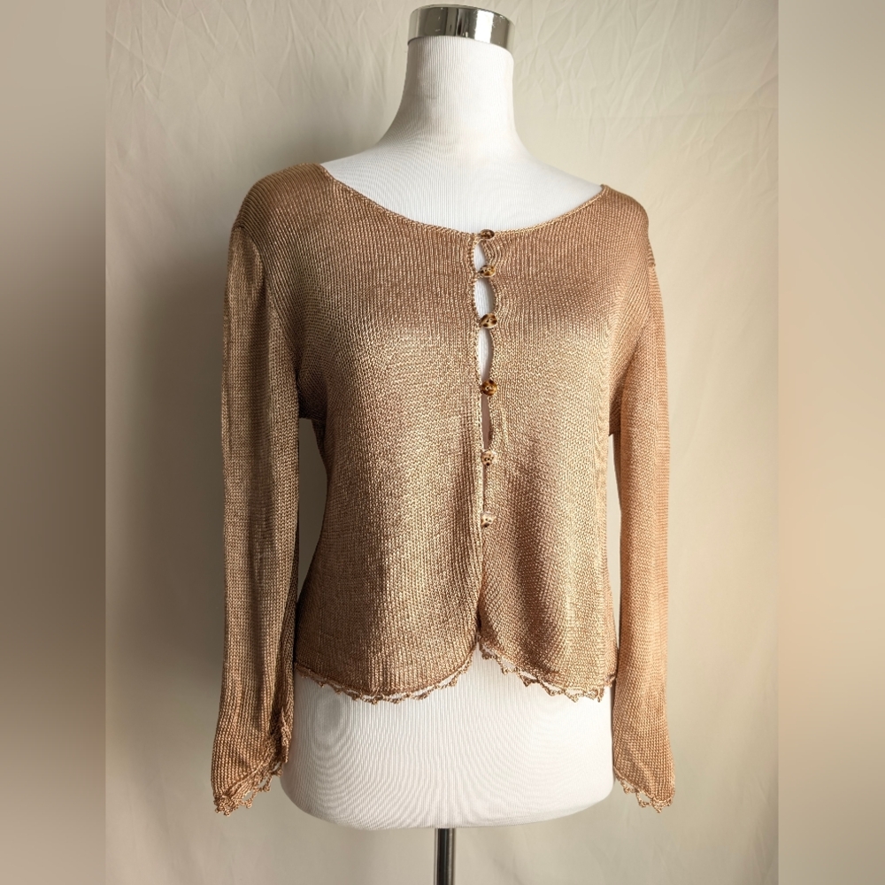 Vintage Minimalist Knit Cardigan Balletcore Button Front Made in USA